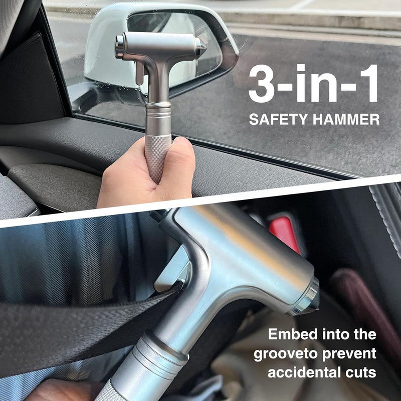 Tesheer 2-Pack Alloy Car Window Breaker with KM46 Tungsten Tip, 3-in-1 Glass Breaker & Seatbelt Cutter & Escape Hammer Car Emergency Rescue Tools for Tesla Model 3/Y/S/X/Cybertruck Accessories - Image 3